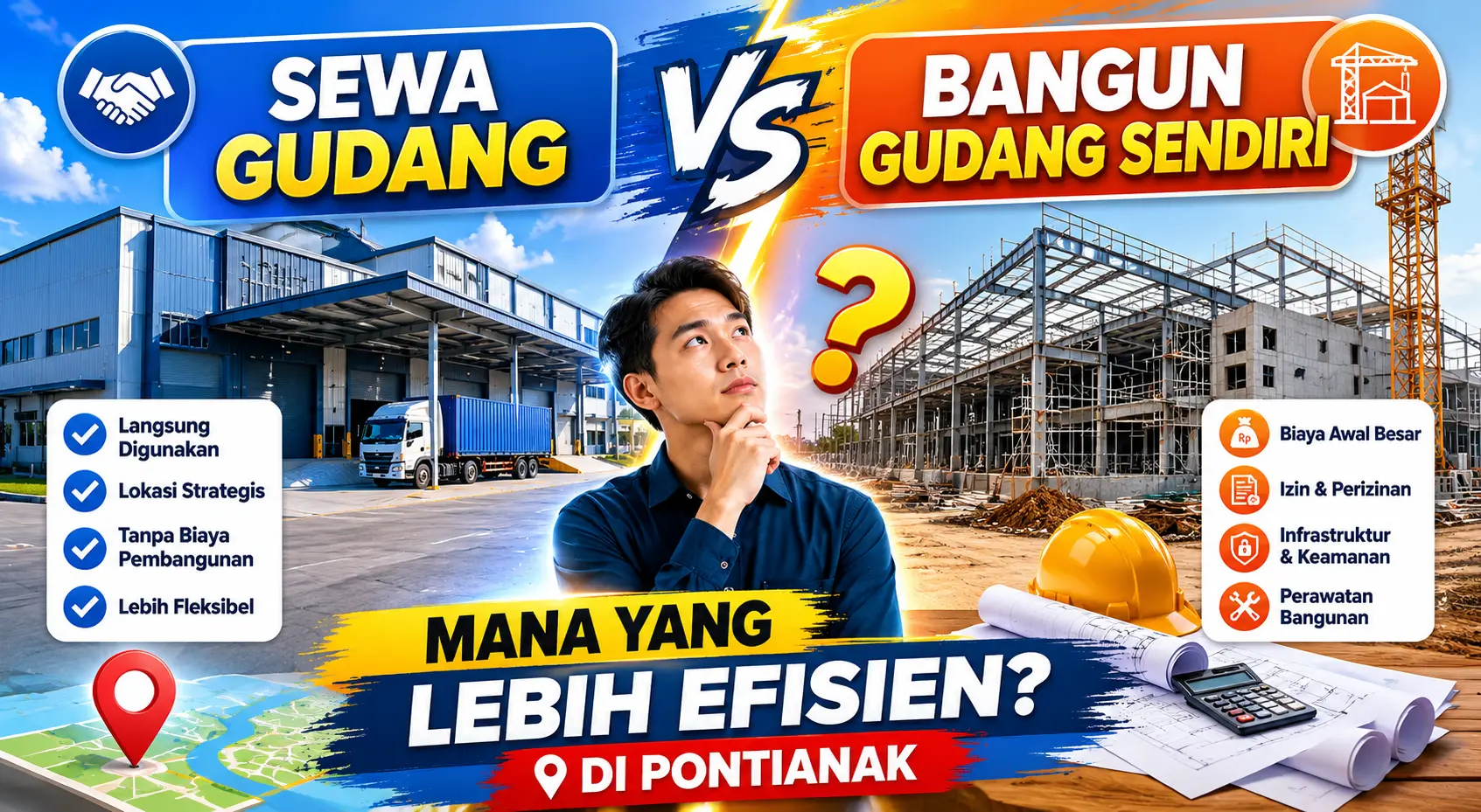 Perbandingan Sewa Gudang vs Bangun Gudang Sendiri di Pontianak
